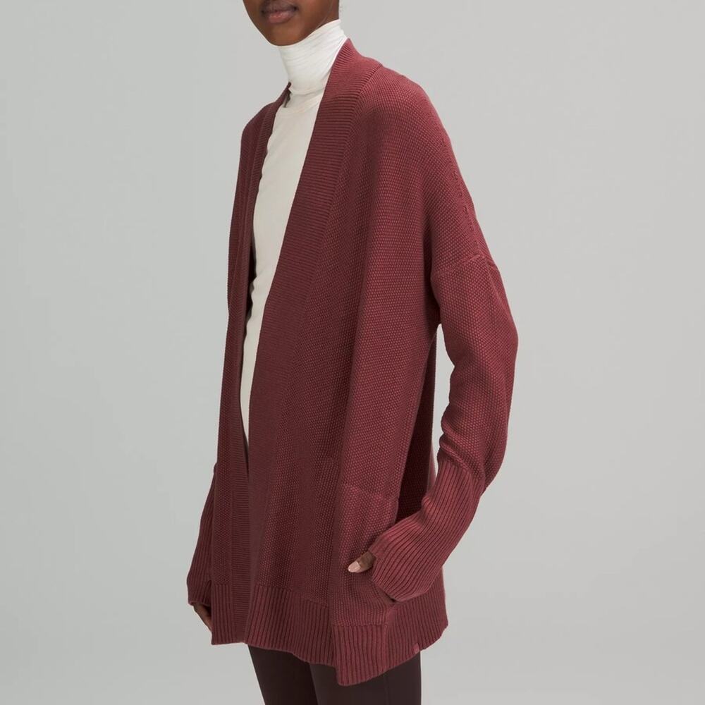 Lululemon Cashlu Drop-Shoulder Knit Wrap Cardigan Smoky Red Size L/XL